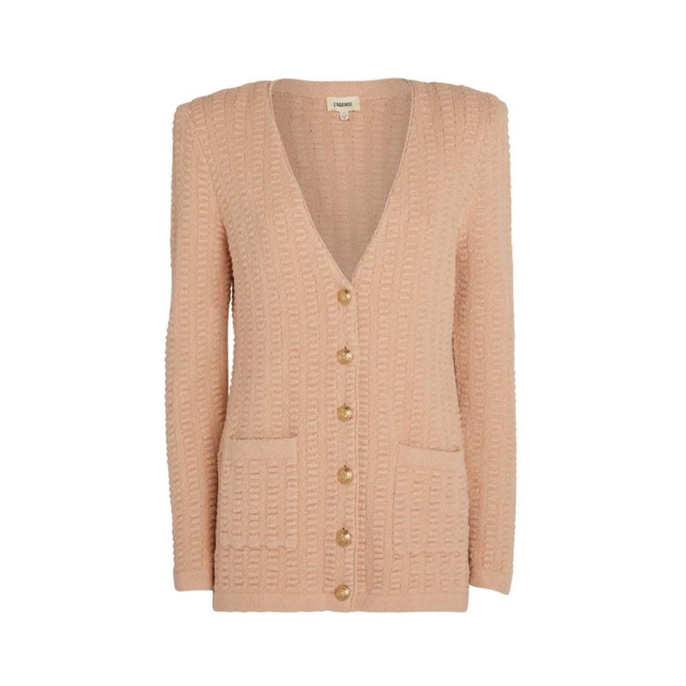 L’Agence Sue Textured Knit Cardigan Sweater in Pink Petal - Picture 10 of 16